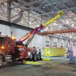 rotator recovery, heavy duty winch out,industrial building, channahon, il, mighty